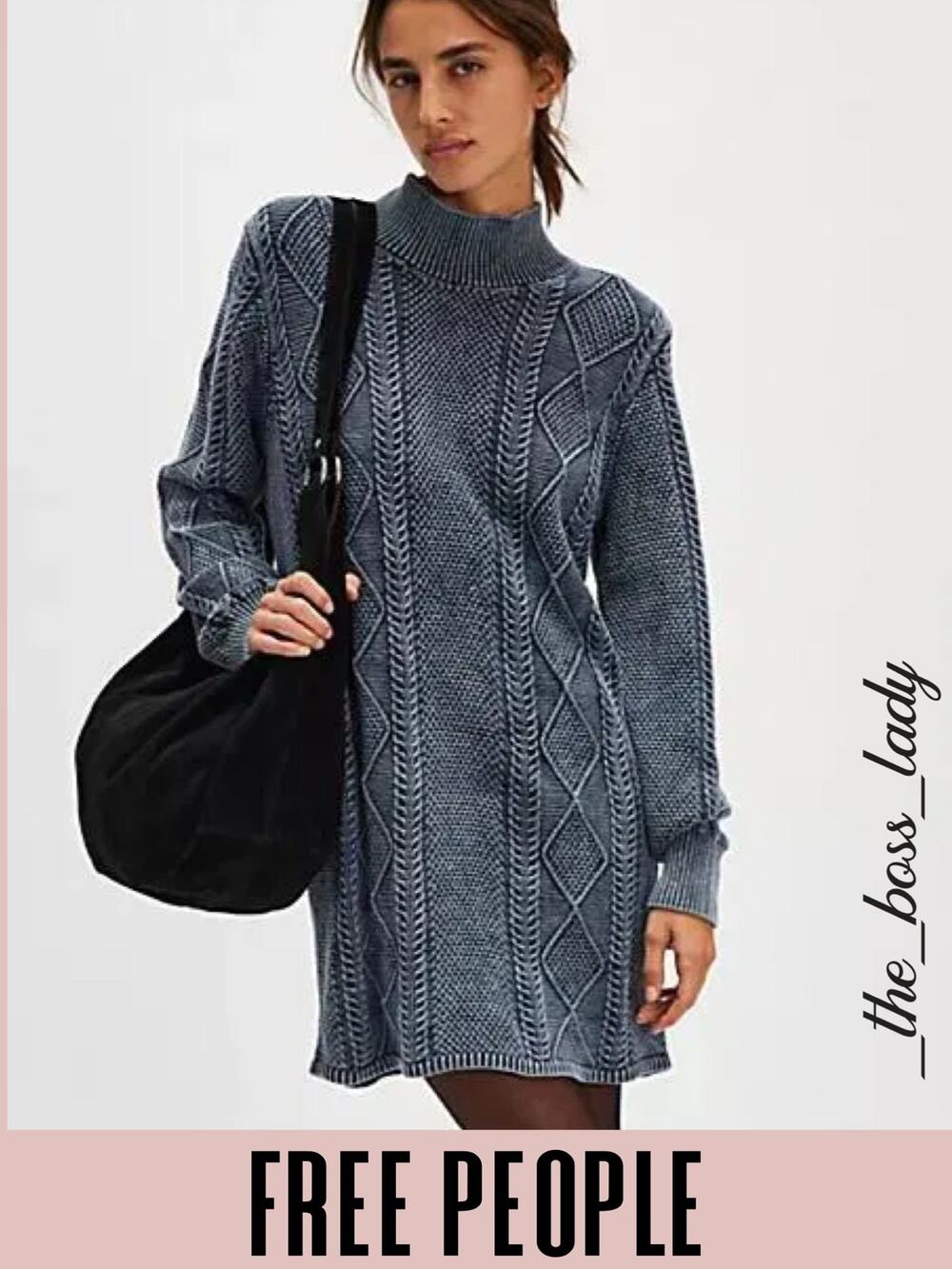 Free People sweater dress cable-knit pullover cotton XS